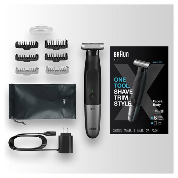Aparat hibrid de barbierit si tuns barba Braun Series X XT5200, Wet&Dry, autonomie 45 min, 1 element de taiere, saculet de voiaj, negru