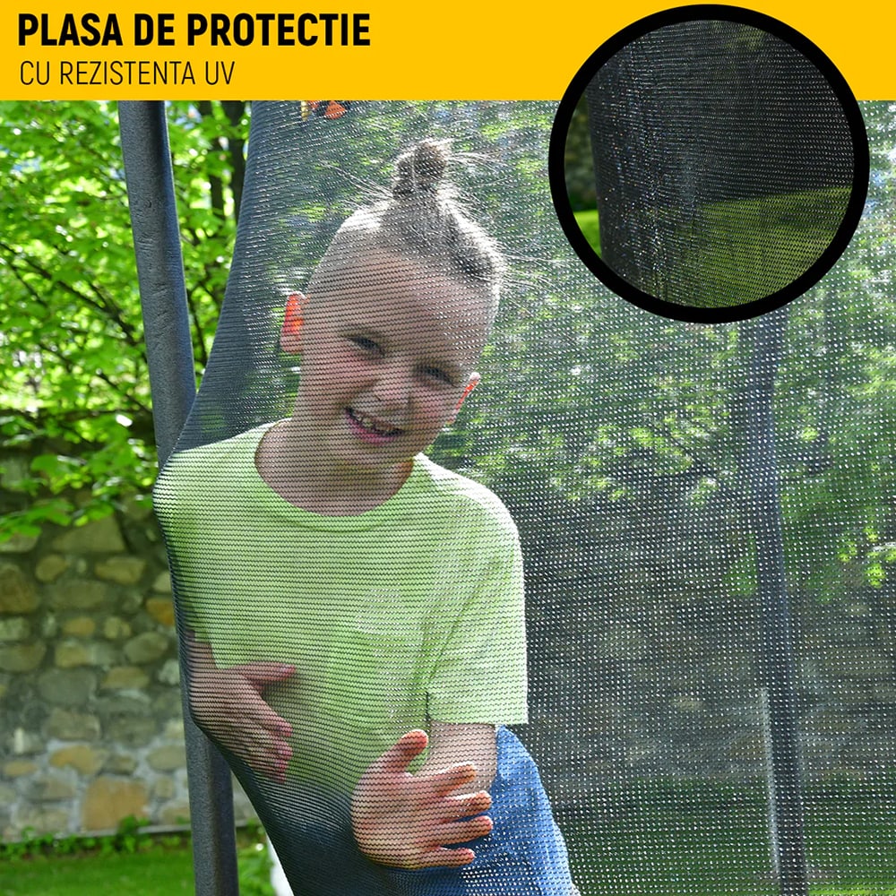 Trambulina PROGRESSIVE TRB240, D 244cm, greutate suportata 150kg, plasa protectie, negru