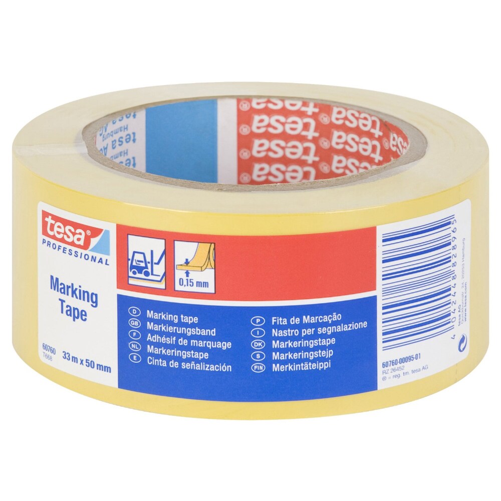 Banda adeziva de marcare TESA, 50 mm x 33 m, galben