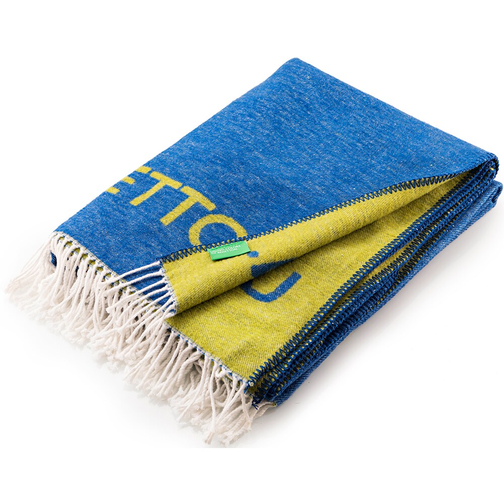 Patura BENETTON Rainbow, 140 x 190 cm, acril + bumbac, albastru-verde