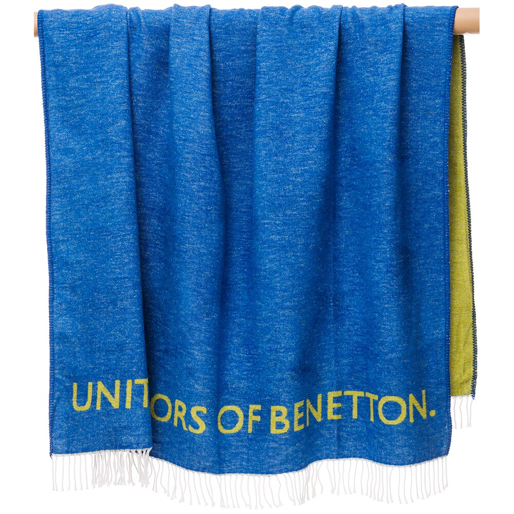 Patura BENETTON Rainbow, 140 x 190 cm, acril + bumbac, albastru-verde