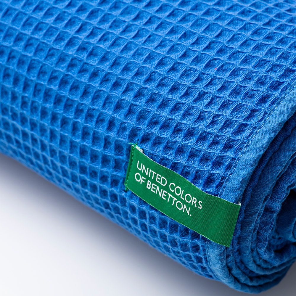 Patura BENETTON Rainbow, 140 x 190 cm, bumbac, albastru