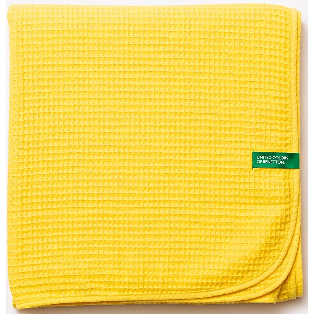 Patura BENETTON Rainbow, 140 x 190 cm, bumbac, galben