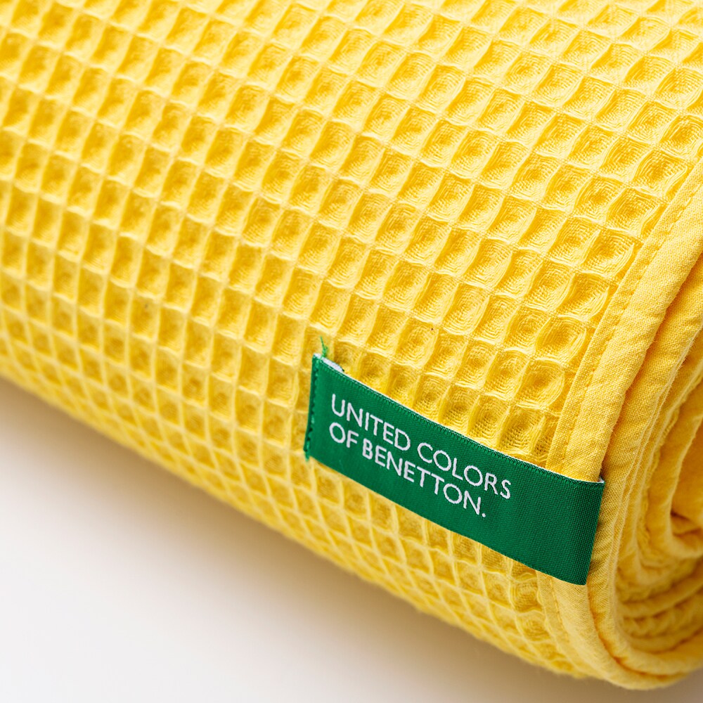 Patura BENETTON Rainbow, 140 x 190 cm, bumbac, galben