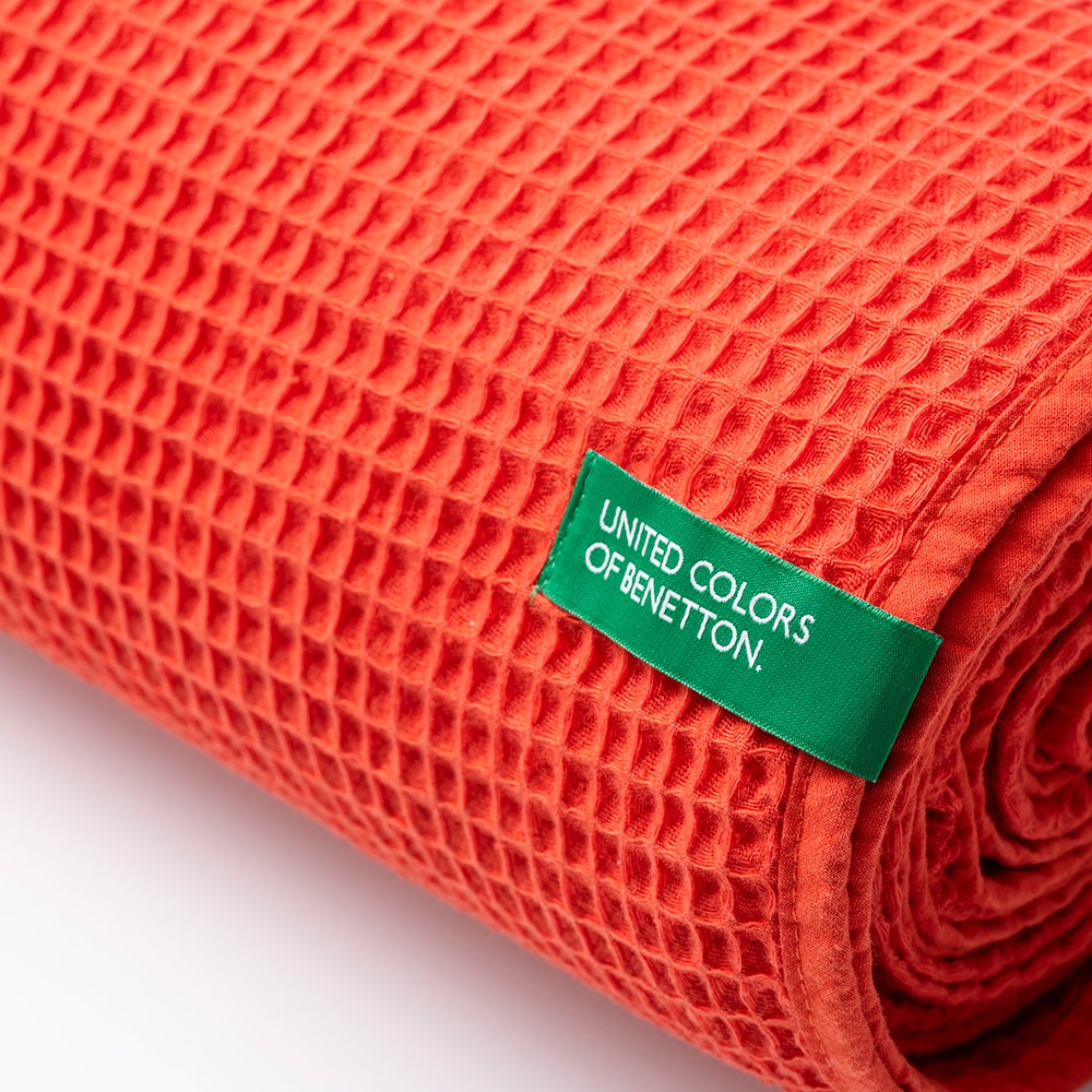 Patura BENETTON Rainbow, 140 x 190 cm, bumbac, rosu