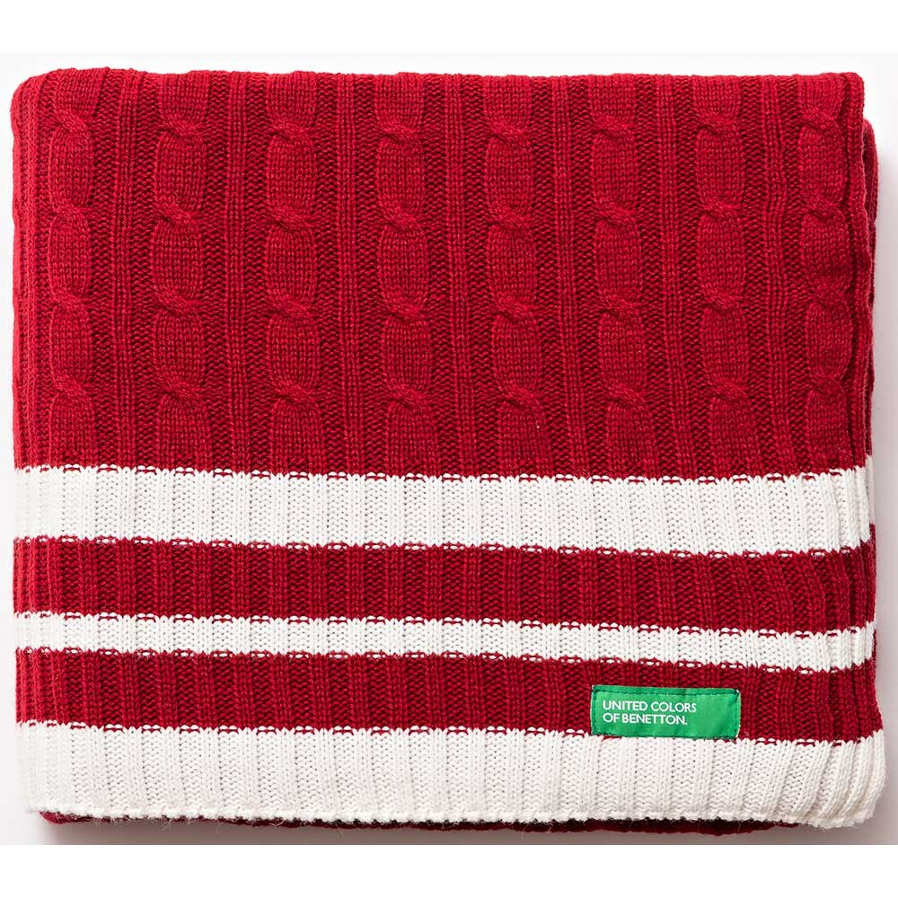 Patura BENETTON Rainbow1, 140 x 190 cm, acril, rosu-alb