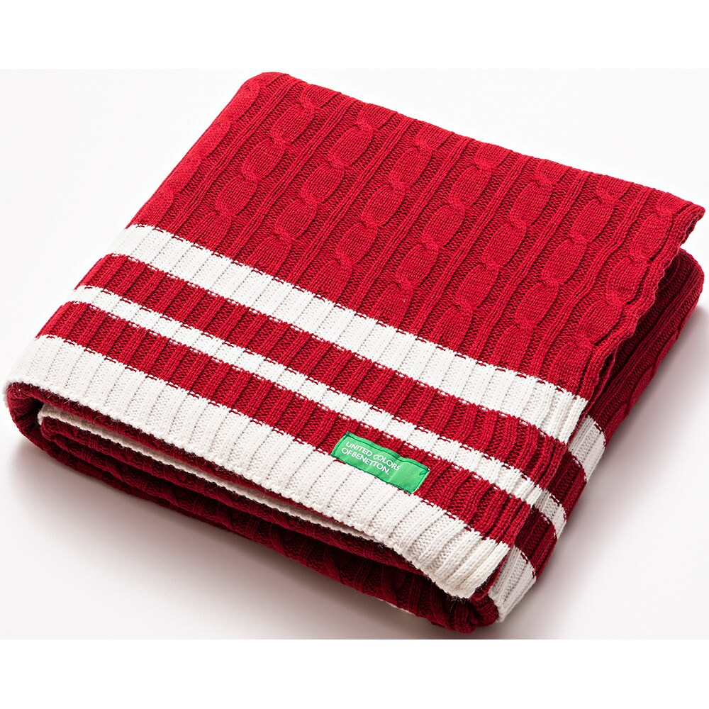 Patura BENETTON Rainbow1, 140 x 190 cm, acril, rosu-alb