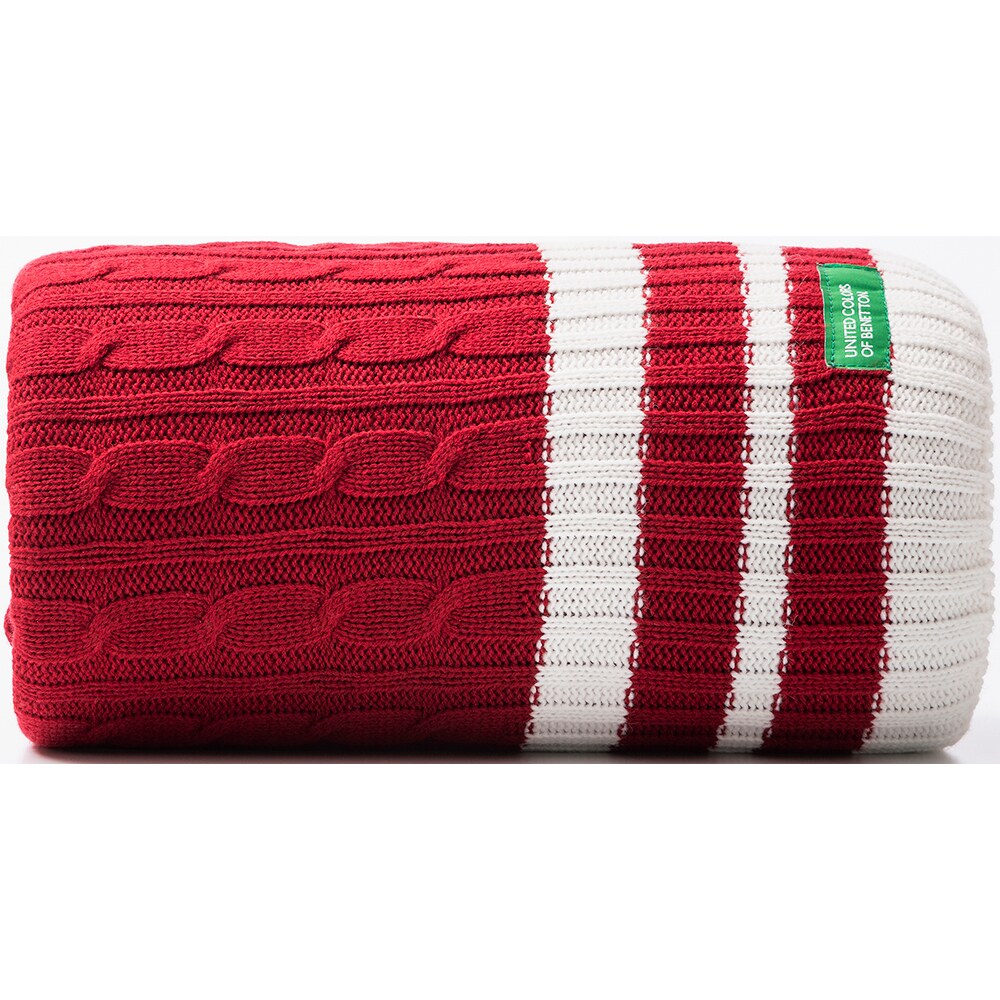 Patura BENETTON Rainbow1, 140 x 190 cm, acril, rosu-alb