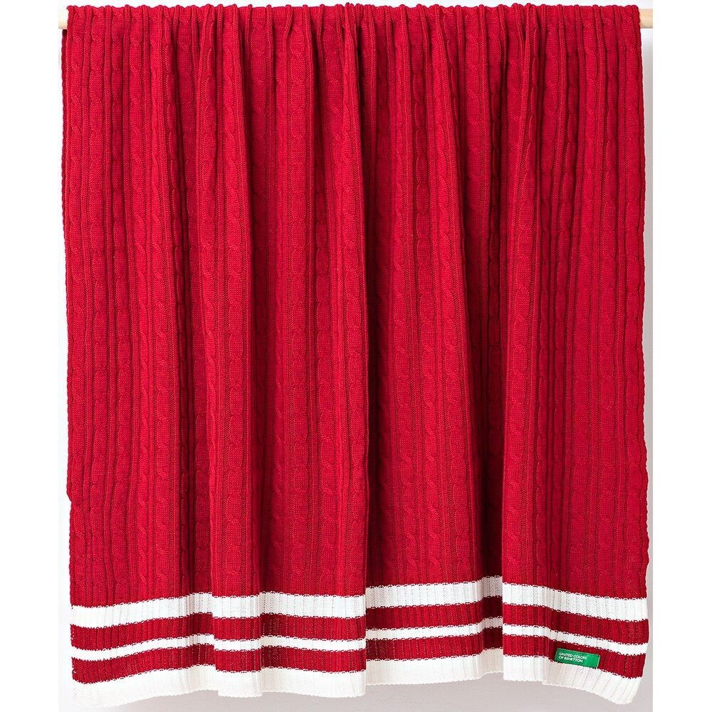 Patura BENETTON Rainbow1, 140 x 190 cm, acril, rosu-alb