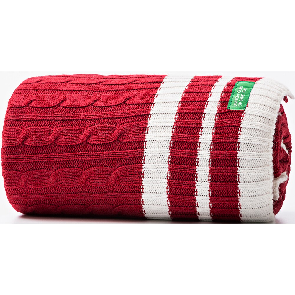 Patura BENETTON Rainbow1, 140 x 190 cm, acril, rosu-alb