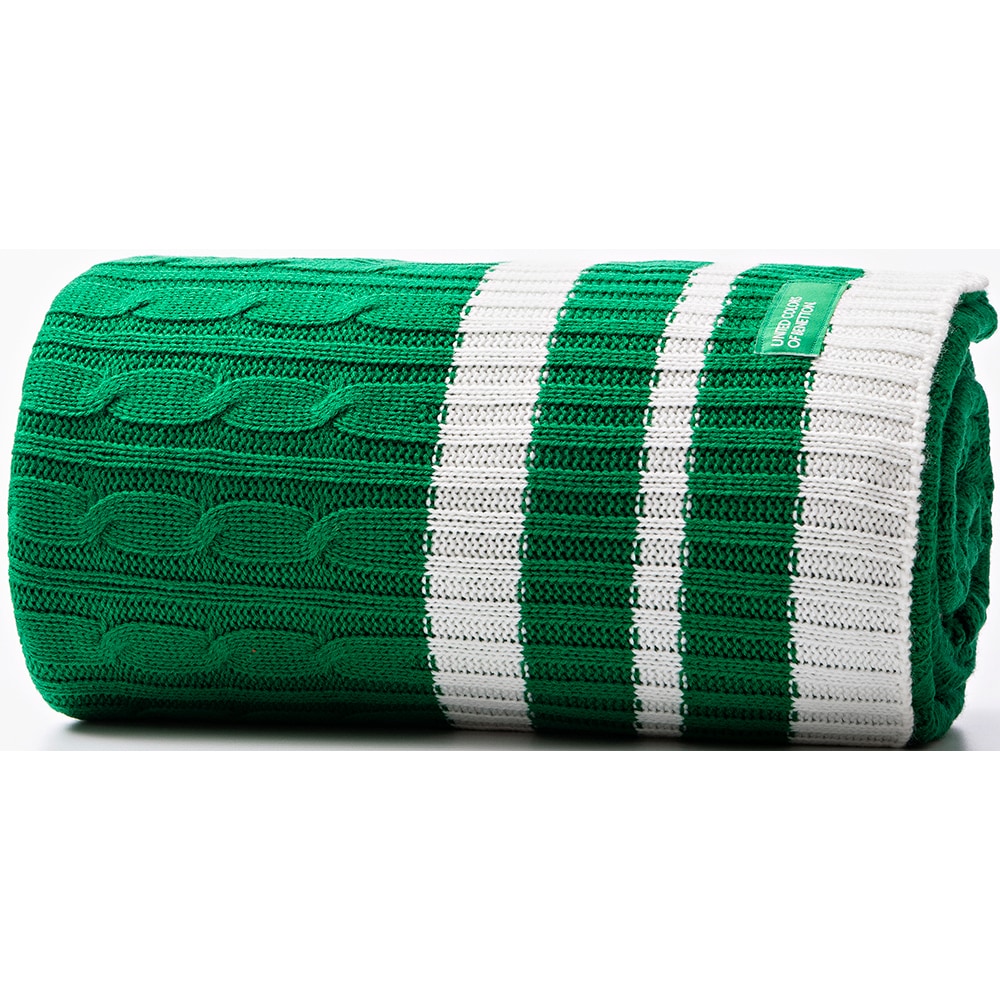 Patura BENETTON Rainbow1, 140 x 190 cm, acril, verde-alb