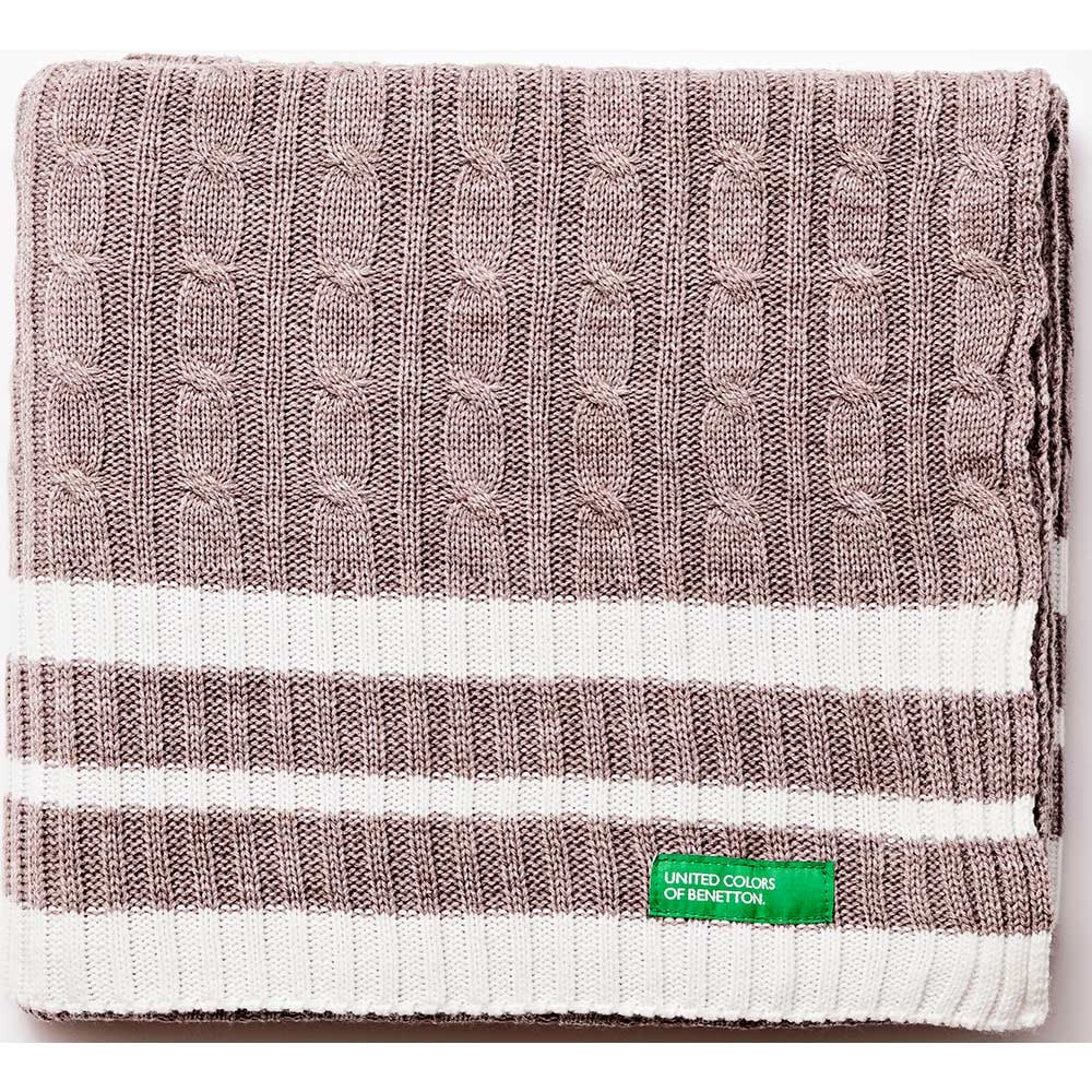 Patura BENETTON Tevere, 140 x 190 cm, acril, bej-alb