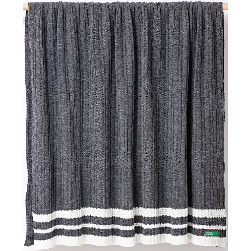 Patura BENETTON Tevere, 140 x 190 cm, acril, gri-alb