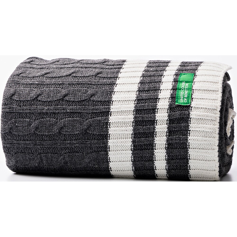 Patura BENETTON Tevere, 140 x 190 cm, acril, gri-alb