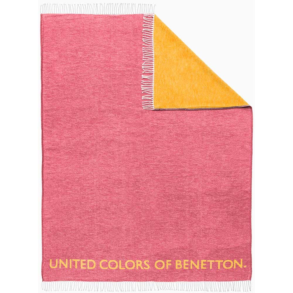Patura BENETTON Tevere, 140 x 190 cm, acril + bumbac, roz-galben