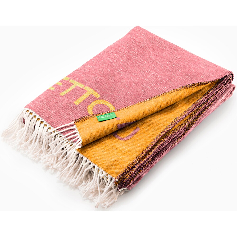 Patura BENETTON Tevere, 140 x 190 cm, acril + bumbac, roz-galben