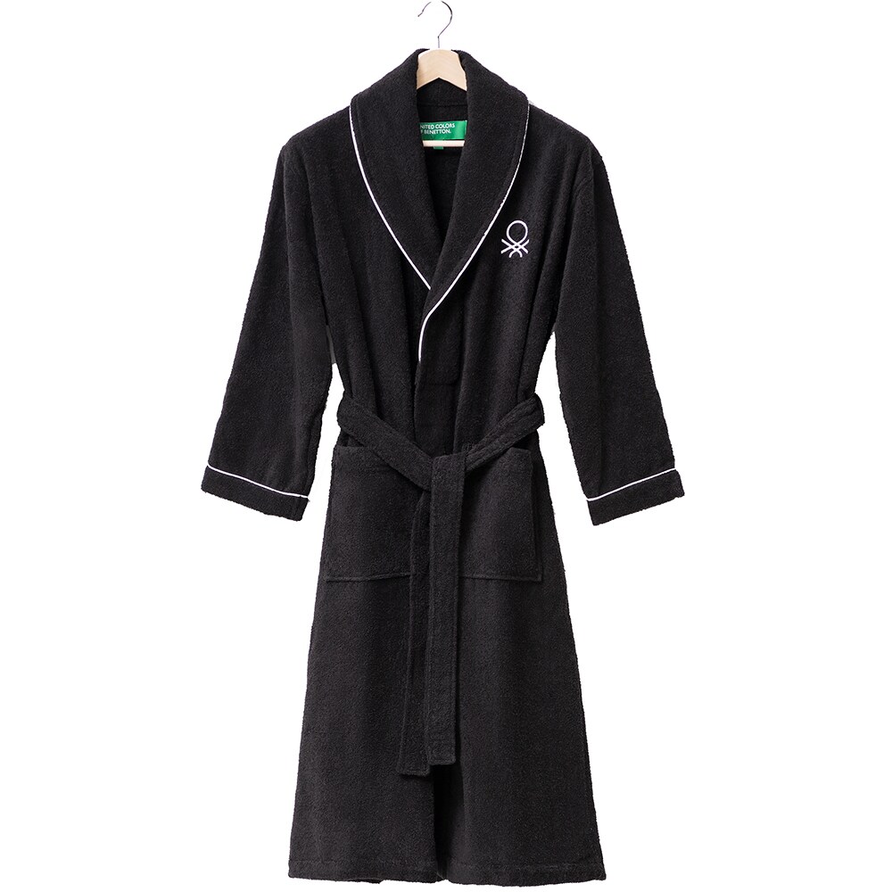 Halat de baie BENETTON Black&White, unisex, bumbac, M/L, negru