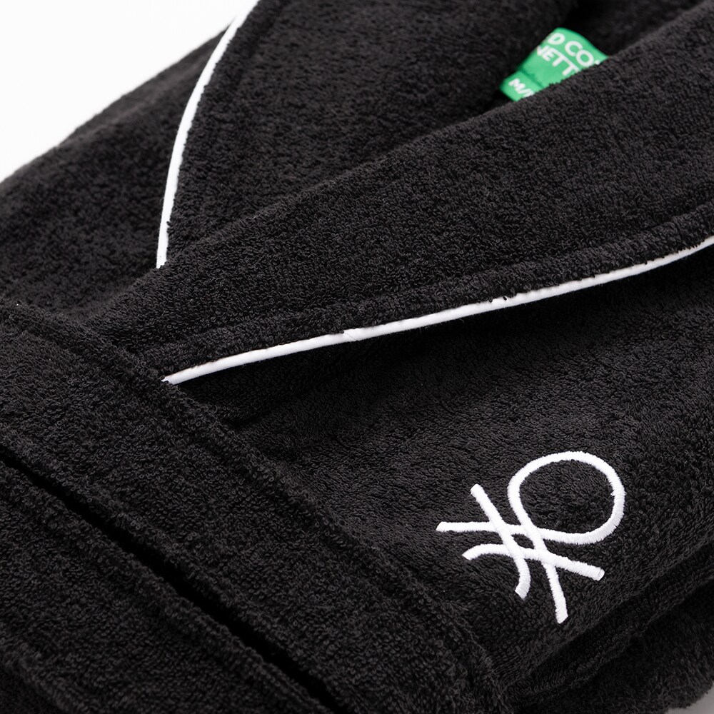 Halat de baie BENETTON Black&White, unisex, bumbac, M/L, negru