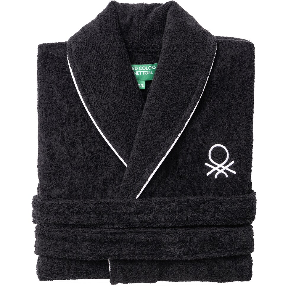 Halat de baie BENETTON Black&White, unisex, bumbac, M/L, negru
