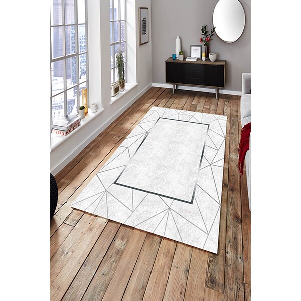 Covor living / dormitor Modern, 80 x 100 cm, poliester, alb