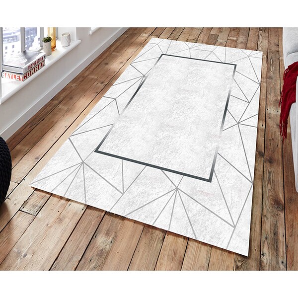 Covor living / dormitor Modern, 80 x 100 cm, poliester, alb