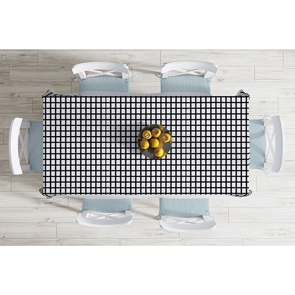 Fata de masa Clasic, poliester + bumbac, 120 x 140 cm, alb-negru