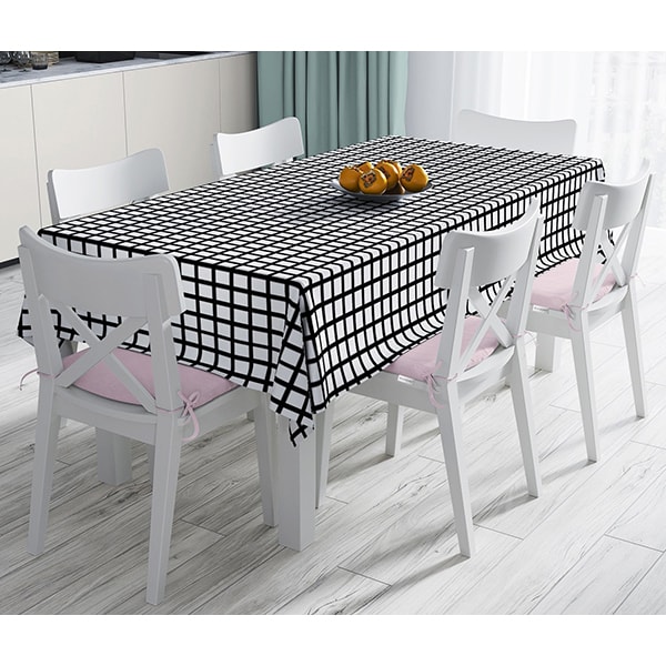 Fata de masa Clasic, poliester + bumbac, 140 x 180 cm, alb-negru