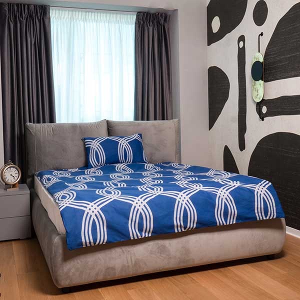 Lenjerie de pat Navy, 1 persoana, 100% bumbac, 140 x 220 cm, 2 piese