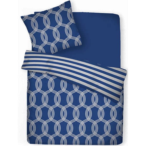 Lenjerie de pat Navy, 1 persoana, 100% bumbac, 140 x 220 cm, 2 piese