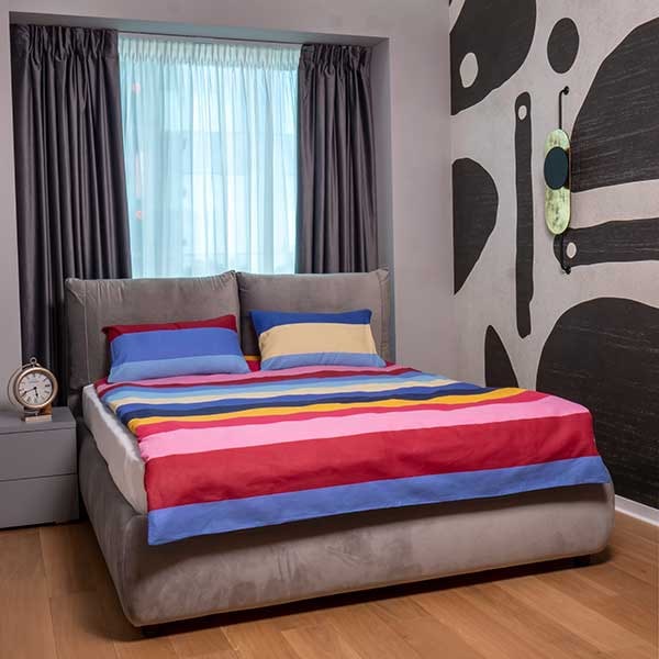 Lenjerie de pat Colors, 2 persoane, 100% bumbac, 180 x 220 cm, 3 piese