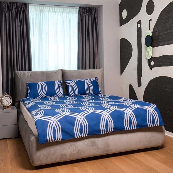 Lenjerie de pat Navy, 2 persoane, 100% bumbac, 220 x 200 cm, 3 piese
