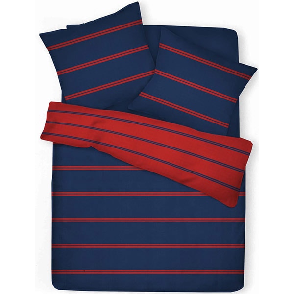 Lenjerie de pat Red and Blue, 2 persoane, 100% bumbac, 220 x 200 cm, 3 piese