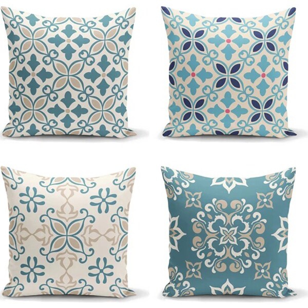 Set 4 fete de perna decorativa Ethnic Moroccan, 30% bumbac +70% poliester, 45 x 45 cm, multicolor