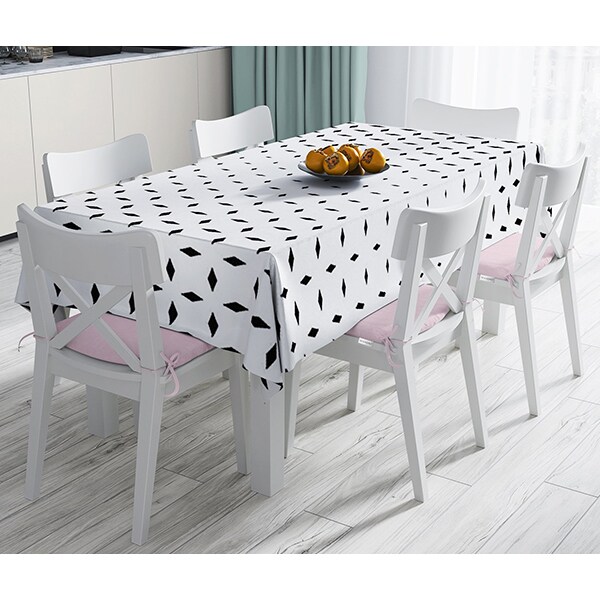 Fata de masa Geometric Modern, poliester + bumbac, 120 x 140 cm, alb-negru