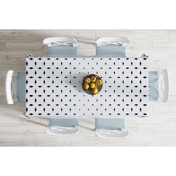 Fata de masa Geometric Modern, poliester + bumbac, 120 x 140 cm, alb-negru