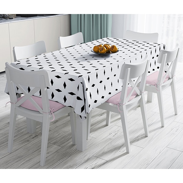 Fata de masa Geometric Modern, poliester + bumbac, 140 x 180 cm, alb-negru