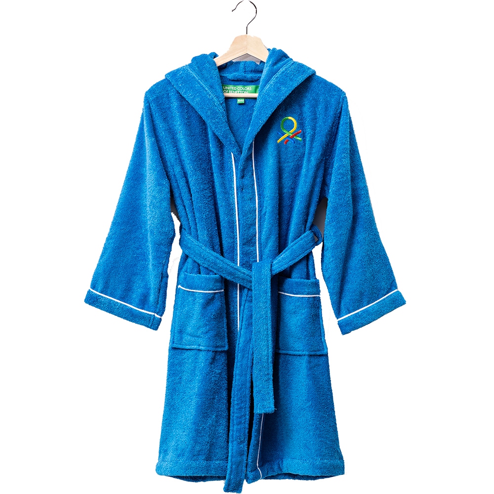 Halat de baie BENETTON BE-0874-BL, copii, bumbac, 10-12 ani, albastru