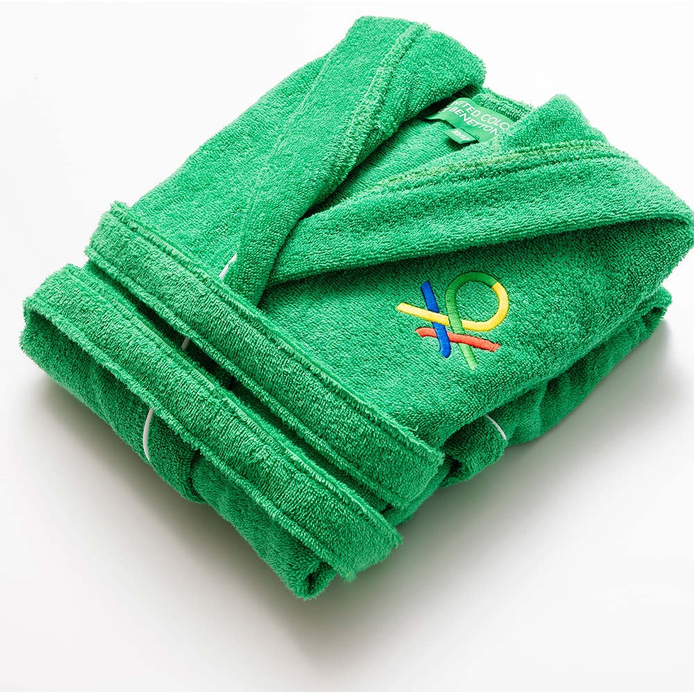 Halat de baie BENETTON BE-0817-GR, copii, bumbac, 7-9 ani, verde