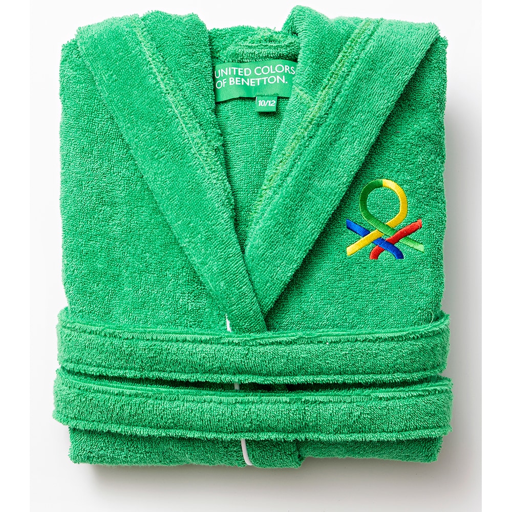 Halat de baie BENETTON BE-0817-GR, copii, bumbac, 7-9 ani, verde