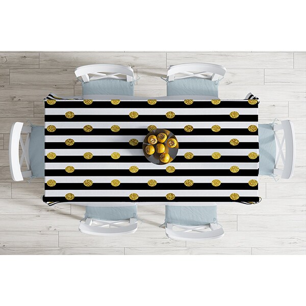 Fata de masa Modern, poliester + bumbac, 140 x 180 cm, alb-negru