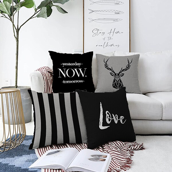 Set 4 fete de perna decorativa Modern, 30% bumbac +70% poliester, 55 x 55 cm, multicolor