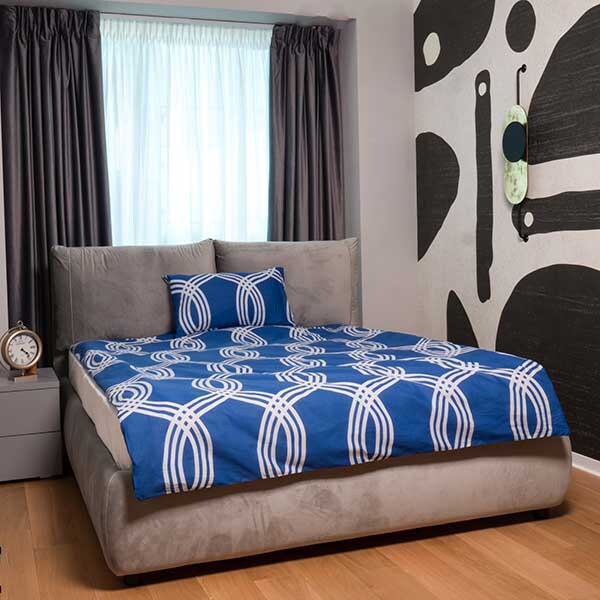 Lenjerie de pat Navy, 1 persoana, 52% poliester + 48% bumbac, 140 x 220 cm, 2 piese