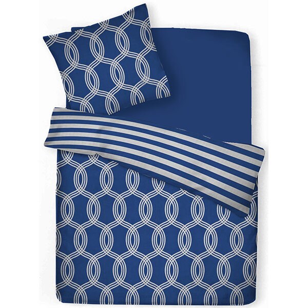 Lenjerie de pat Navy, 1 persoana, 52% poliester + 48% bumbac, 140 x 220 cm, 2 piese