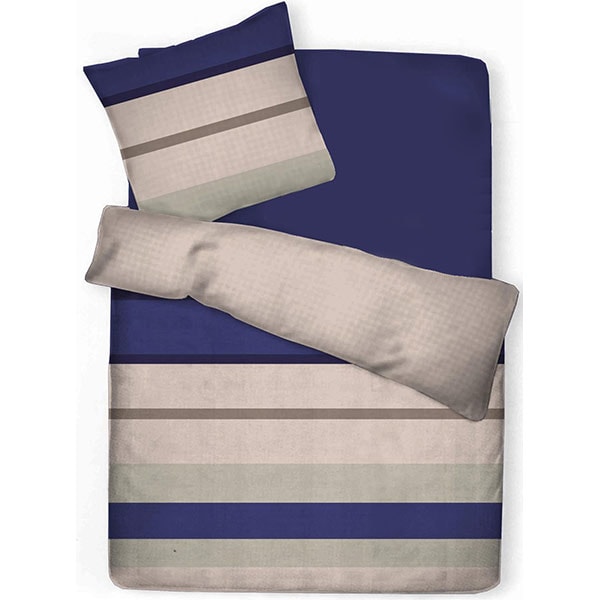 Lenjerie de pat Stripes, 1 persoana, 52% poliester + 48% bumbac, 140 x 220 cm, 2 piese