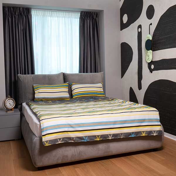 Lenjerie de pat Stars, 2 persoane, 52% poliester + 48% bumbac, 160 x 220 cm, 3 piese