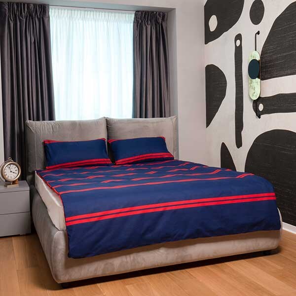 Lenjerie de pat Red and Blue, 2 persoane, 52% poliester + 48% bumbac, 160 x 220 cm, 3 piese
