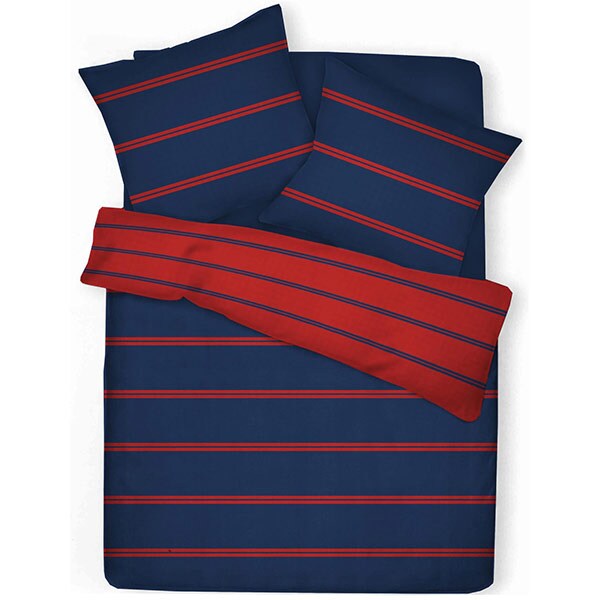 Lenjerie de pat Red and Blue, 2 persoane, 52% poliester + 48% bumbac, 160 x 220 cm, 3 piese