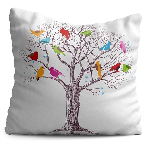 Perna decorativa Tree & Birds, 40 x 40 cm, multicolor