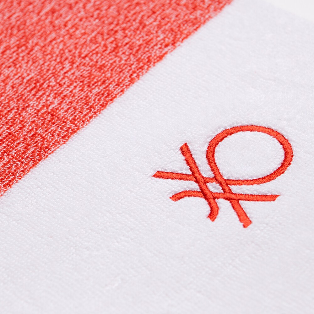 Prosop BENETTON Sezlong, 70 x 200 cm, bumbac, alb-rosu