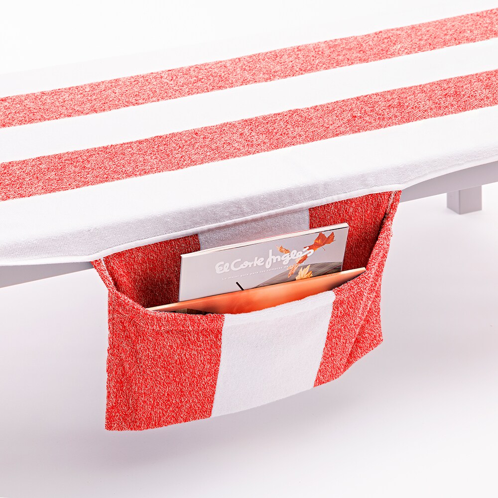 Prosop BENETTON Sezlong, 70 x 200 cm, bumbac, alb-rosu